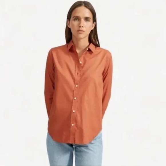 Everlane Orange Long Sleeve Button Down Organic Cotton - Picture 1 of 5